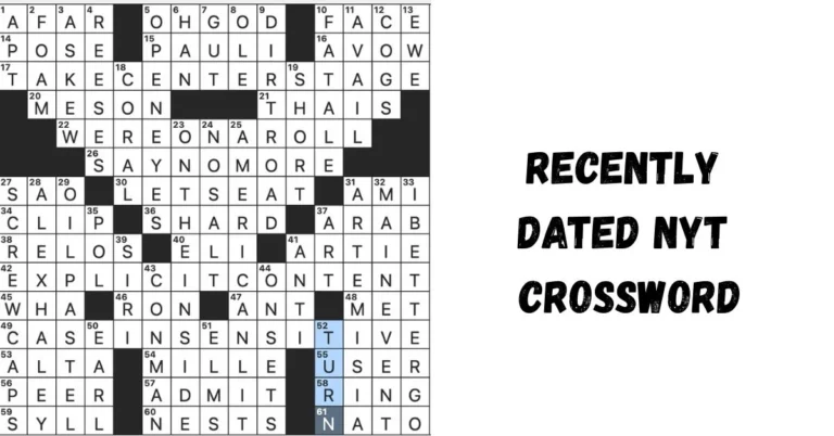 Recently Dated NYT Crossword: In Case You Missed It Update